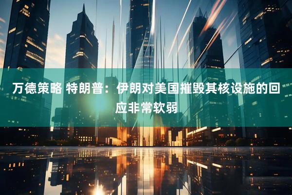 万德策略 特朗普：伊朗对美国摧毁其核设施的回应非常软弱